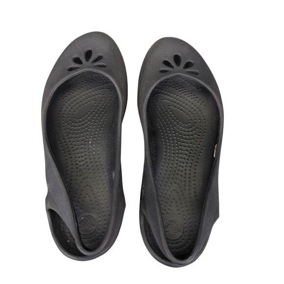 Crocs Taylor Slingback Slip-on Shoes 200092 Black Round Toe Flats Women's Size 7 - Picture 6 of 8